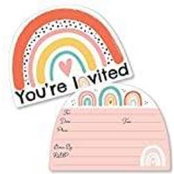 Hello rainbow boho baby shower & bday party invite cards with envelopes 12 ct