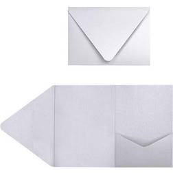 LUX A7 Pocket Invitations 5 x 7 50/Pack Silver Metallic EX10LEBASMPF50