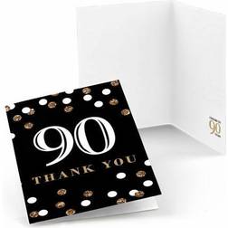 Adult 90th birthday gold birthday party thank you cards 8 count