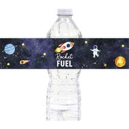 Koyal Wholesale Outer Space 1st Birthday Waterproof Water Bottle Labels Galaxy Astronaut Theme for Kids 40-Pk