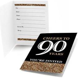 Adult 90th Birthday Gold Fill-In Birthday Party Invitations 8 count