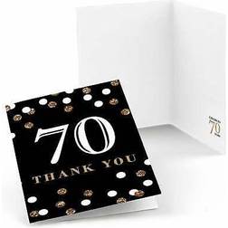 Adult 70th birthday gold birthday party thank you cards 8 count