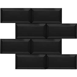 AVANT DECOR Titan 3D Black Subway Peel Stick Tile 7.95 sq. ft./8-Pack, Case
