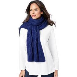 Woman Within Cable Knit Scarf in Evening Blue