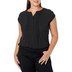 Avenue Button Pleat Top - Black