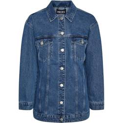 Pieces Tika Denim Jacket - Medium Blue Denim