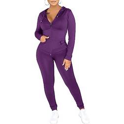 PrettyGarden Women's Two Piece Tracksuit Set - Purple