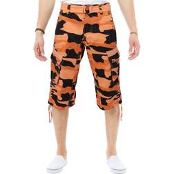 XRay Mens Belted Long Cargo Shorts - Orange Camo