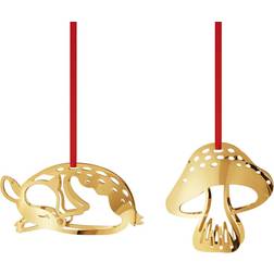 Georg Jensen Deer & Mushroom 2023 Gold Weihnachtsbaumschmuck 4.2cm 2Stk.