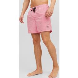 Jack & Jones Men's JPSTFIJI JJSWIM Mini Stripe Badeshorts, Hot Coral