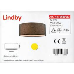 Lindby Silbergraue Stoffdeckenlampe Pendelleuchte