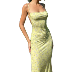 Kmbangi Cutout Backless Maxi Dress - Yellow