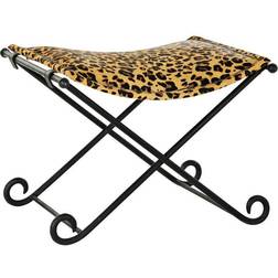 Dkd Home Decor Black Metal Brown Leopard Foot Stool