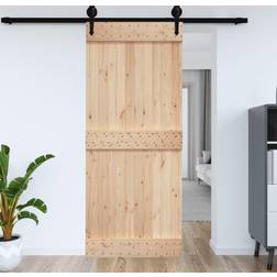 vidaXL Barn Solid Pine Sliding Door L (x210cm)