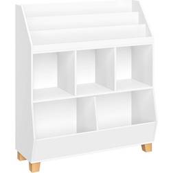 Home Kids Catch-All Multi-Cubby 35in Toy Organizer with Bookrack Pine