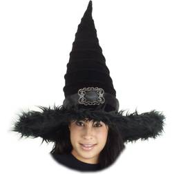 Black Ridged Witch Costume Hat Black