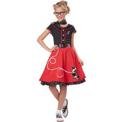 Red 50s Sweetheart Costume for Girls Black/Red