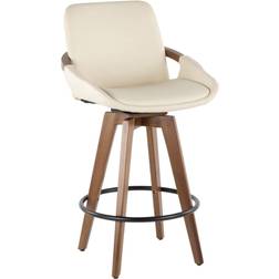 Lumisource Cosmo Mid-Century Cream/Walnut Bar Stool 37.5"