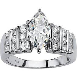 Palmbeach jewelry 2.85 tcw platinum-plated silver marquise cubic zirconia ring