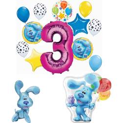 Blue's clues 3rd birthday party supplies blue the dog table topper balloon bo