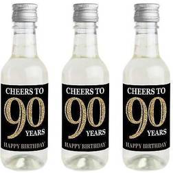 Adult 90th birthday gold mini wine bottle stickers party favor gift 16 ct