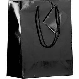 Jam Paper Medium Glossy Gift Bags 8 x 10 x 4 Black 3 Pack