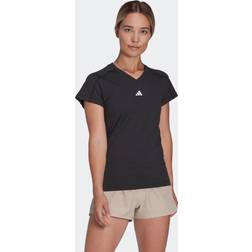 Adidas Women's Training Essentials Logo V-Neck T-shirt Black Black