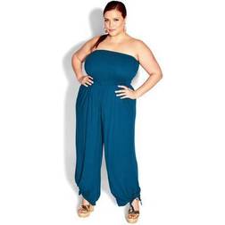 City Chic JUMPSUIT SMOCKED Moroccan Blue Moroccan Blue