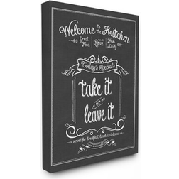 Stupell Industries The Home Decor Collection Welcome To the Kitchen Chalkboard Vintage Sign Canvas Framed Art