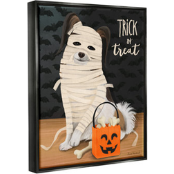 Stupell Industries Dog Wearing Mummy Costume Trick Treat Halloween Graphic Jet Wall Decor