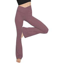 Topyogas Women's Casual Bootleg Yoga Pants - Grey Pink