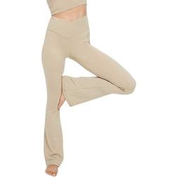 Topyogas Women's Casual Bootleg Yoga Pants - Khaki