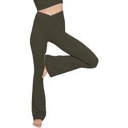 Topyogas Women's Casual Bootleg Yoga Pants - Olive Green