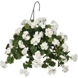 of Silk Flowers White Geranium Basket Artificial Plant