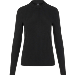 Pieces Kylie Long Sleeve Ribbed Top - Black