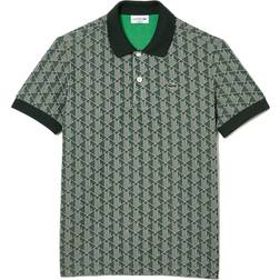 Lacoste Men's Classic Fit Monogram Print Polo - Green/Beige