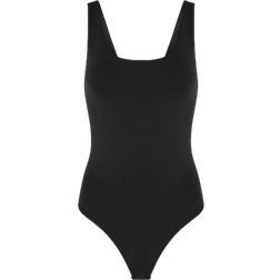 Express Body Contour High Compression Scoop Neck Bodysuit - Pitch Black
