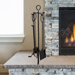 Home Hastings Fireplace Tool Set and Stand, Black