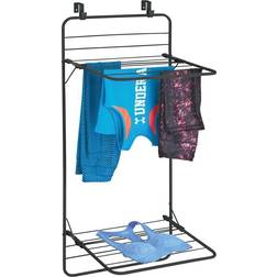 mDesign Collapsible Foldable Laundry Drying Rack, 2 Shelves Black Black