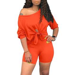 Cailami Women's Sexy Summer 2 Piece Tracksuit - Orange