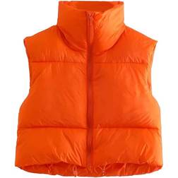 Keomud Women's Winter Crop Vest - Orange