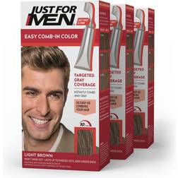 Just For Men Easy Comb-in Hair Color with Applicator Light Brown A-25 3 Pack