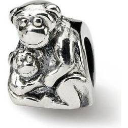 Prerogatives Sterling Mama and Baby Monkey Bead Silver