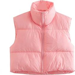 Keomud Women's Winter Crop Vest - Pink