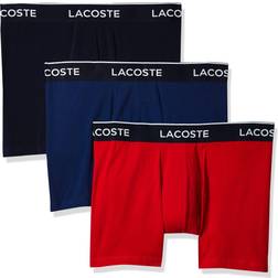 Lacoste Men’s Long Stretch Cotton Boxer Brief 3-pack - Navy Blue/Red