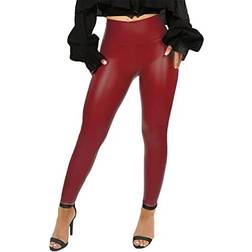 Riojoy High Waist Butt Lifting Pleather Pants - Basic Claret