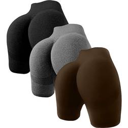 OQQ Women's Butt Lifting Yoga Shorts - Black/Grey/Coffee