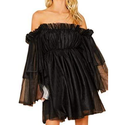 Romwe Women's Romantic Flounce Mini Dress - Dark Black