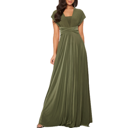 Godiva Multi Tie Maxi Dress - Olive Green