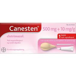 Canesten 500mg +10mg/g 2 st Vagitorier, Krem